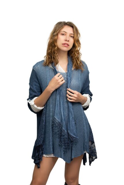 Blue Long Sleeve Cardigan for Women