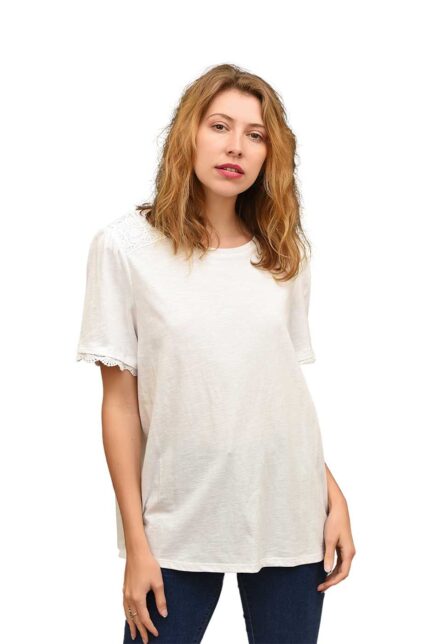 White Solid Round Neck T-shirt